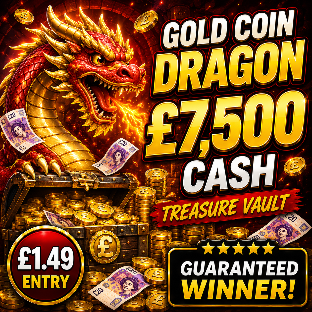 Gold Coin Dragon £7,500 Treasure Vault