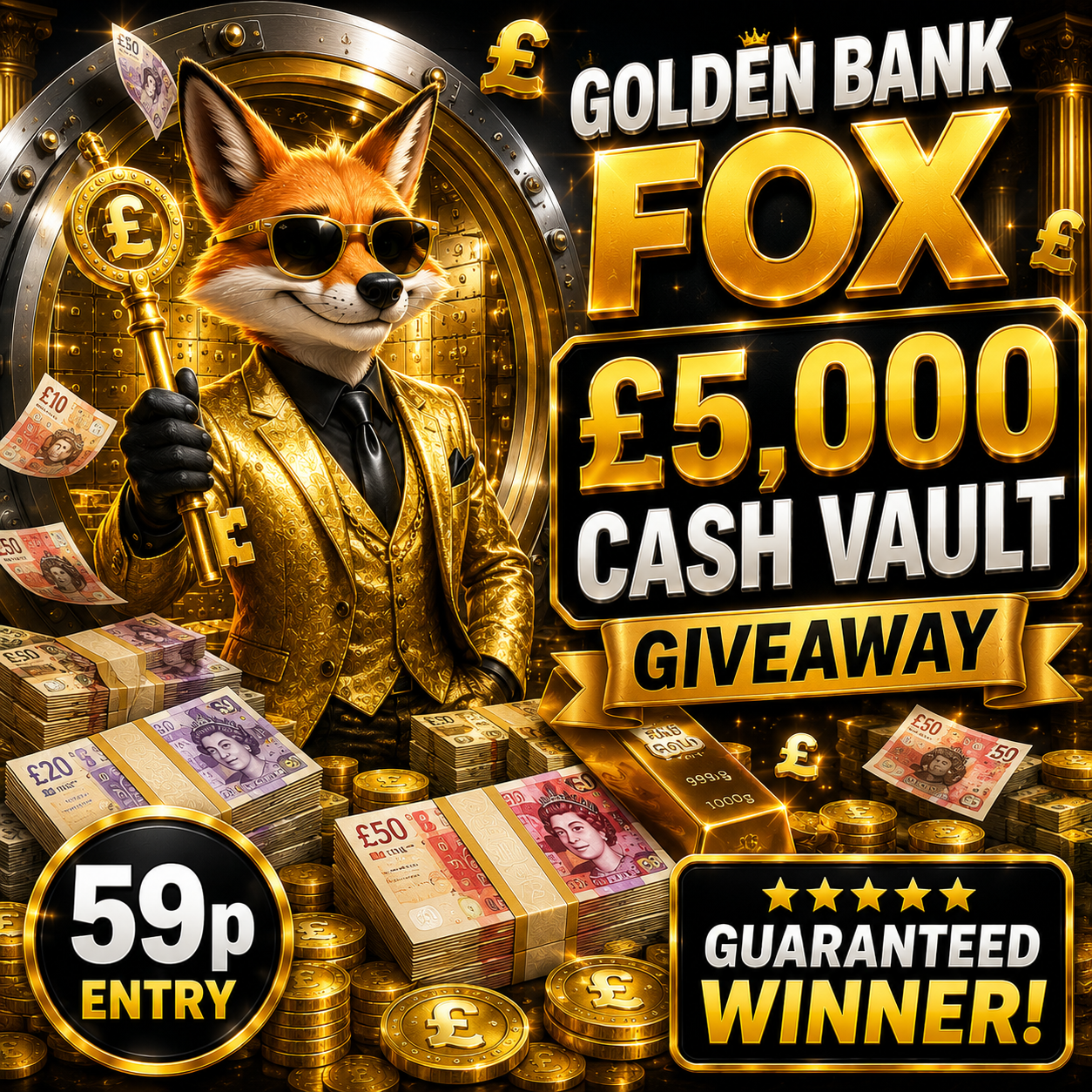 Golden Bank Fox £5,000 Cash Vault Giveaway